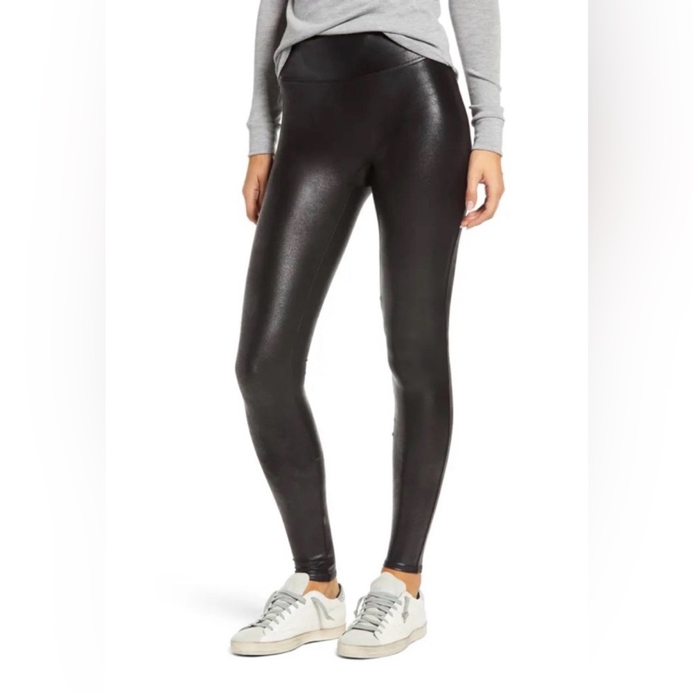 SPANX Black Faux Leather Leggings - Picture 2 of 10